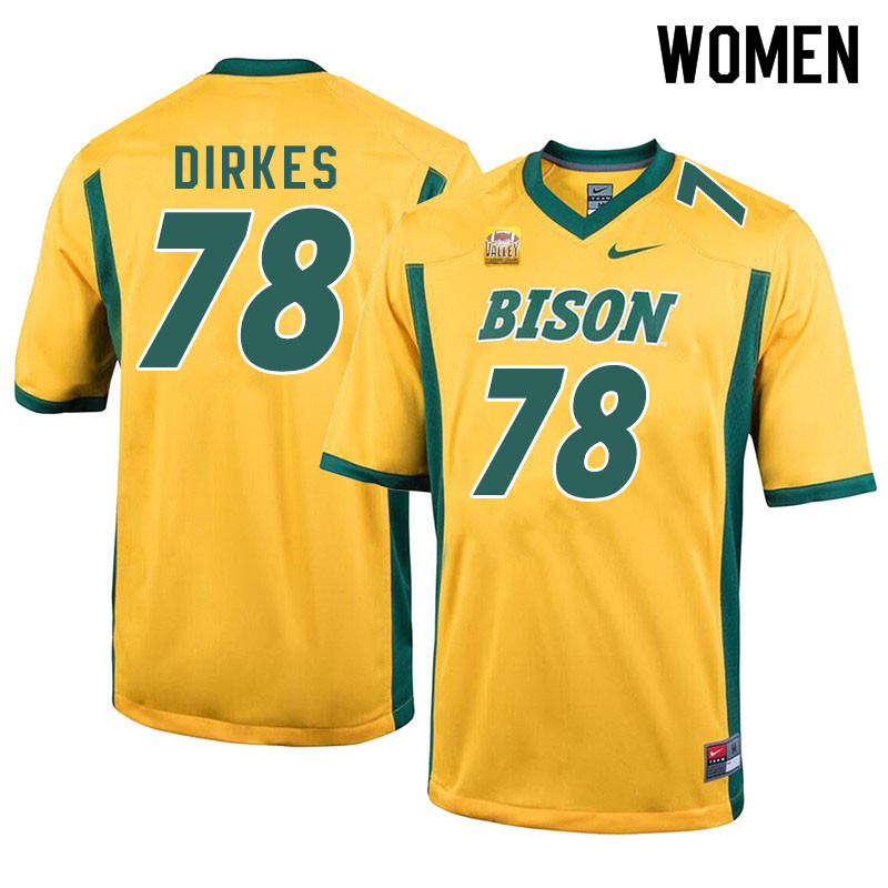 Women #78 Nate Dirkes North Dakota State Bison College Football Jerseys Sale-Yellow - Click Image to Close
